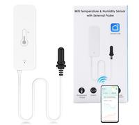 WIYETY Sensor de higrómetro WiFi: sensor de humedad de temperatura WiFi con sensor externo, aplicación de monitorización remota, trabajo con aplicación Tuya, higrómetro, termómetro wifi, interior y