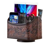 WIYETY Soporte de control remoto giratorio 360°: organizador con 5 bolsillos, organizador de escritorio de mesita de noche multifunción, organizador de piel sintética para mandos a distancia