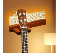 WIYETY Soporte de pared para guitarra: 1 pieza de soporte de madera para guitarra con iluminación LED, funcional y elegante, para guitarra acústica-guitarra eléctrica-bajo-ukelele (29 x 12,9 x 9,5 cm)