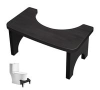 WIYETY Taburete de inodoro de madera para adultos y niños, 37 × 20 × 17 cm, ergonómico, taburete de inodoro para mejorar la defecación, taburete antideslizante para baño, negro