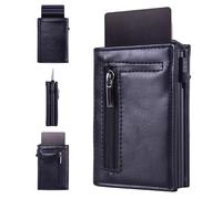 WIYETY Tarjetero desplegable para hombre: cartera magnética delgada con protección RFID de piel para 10 tarjetas, tarjetero para hombre, cartera inteligente y funda para tarjetas de crédito (negro
