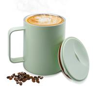 WIYETY Taza térmica de café de 400 ml: acero inoxidable con mango antideslizante y tapa de módulo deslizante, taza térmica para camping, taza de viaje de gran volumen, taza térmica para café y té