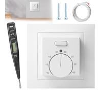 WIYETY Termostato para calefacción por suelo radiante con lápiz de prueba de inducción: termostato estándar, empotrado, regulador manual de temperatura ambiente, calefacción analógica, termostato