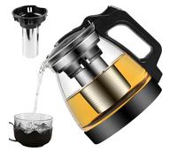 WIYETY Tetera de cristal con colador (2000 ml), tetera de cristal con colador extraíble, tetera de cristal, tetera de gran capacidad, ideal para la preparación de té suelto, té de flores