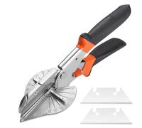 WIYETY Tijeras de Inglete 45° - 135° de Ángulo para Corte Preciso, con 2 Cuchillas de Repuesto, Multifuncional para Cortar Corcho, Plástico, PVC