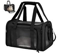 WIYETY Transportbox Katze Katzentransporttasche Haustiertasche: 3-6kg Katzen Transportboxen Faltbar, Transporttasche Katze für Katzen kleine Hunde Schwarz