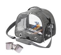 WIYETY Transportbox Transportbehälter für Vögel: Rucksack für Vögel mit Sitzstange und Edelstahl Bank, leichte Atmungsaktiver Transportbox, Haustier Reisekäfig für Papageien Periquitos (Gris)