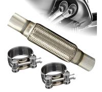 WIYETY Tubo de escape flexible de acero inoxidable: tubo flexible universal con 2 abrazaderas, montaje de acero inoxidable, montaje sin soldadura, tubo corrugado para pantalones, tubo flexible