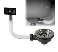 WIYETY Válvula de cesta de acero inoxidable con rebosadero, 114 mm, desagüe de fregadero, colador de acero inoxidable con interfaz rectangular, desagüe para cocina, baño