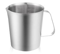 WIYETY - Vaso dosificador (acero inoxidable, 1 l): tarro de leche marcado, mango, dosificador inoxidable 304, 2 escaleras, tazas