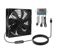 WIYETY Ventilador de 120 mm con control de velocidad, 220 V, con regulador de temperatura digital, 10 velocidades ajustables, ventilador de extracción silencioso para ordenador, carcasa