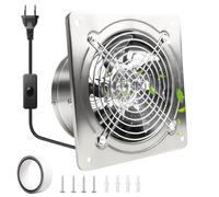 WIYETY Ventilador extractor de 150 mm, silencioso, 525 m³/h, con válvula de retorno, potente ventilador de pared de metal, calidad de aire mejorada, para cocina, baño, garaje, sótano, plateado