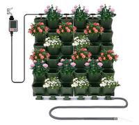 Wiyuer Set de maceteros de pared verticales con sistema de riego automático, 36 macetas, pared de jardín autoirrigable, con temporizador y sensor de lluvia, para interiores/exteriores/balcones (verde)