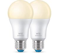 WiZ - Bombilla LED Inteligente Wi-Fi, 8W(Eq. 60W) E27 A60, Luz Blanca Cálida Regulable, con tecnología SpaceSense y compatible con Alexa y Google Home - Pack de 2