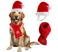 Wiz BBQT Juego de Gorro y Bufanda de Navidad para Perro, Grande, Rojo, Felpa/acrílico, clásico, Unisex, Invierno, cómodo y cálido, diseño 3D, Accesorios para Perros, Navidad, más de 55 Libras, Razas