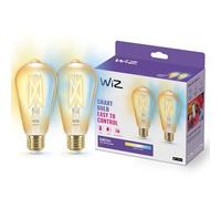 WiZ - Bombilla inteligente Filamento LED Wi-Fi, 6,7w (Eq. 50w) E27 ST64, Luz Blanca Cálida a Fria Regulable, con tecnología SpaceSense y compatible con Alexa y Google Home - Pack de 2