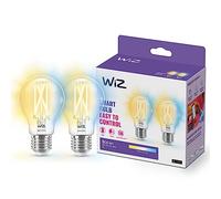 WiZ - Bombilla inteligente Filamento LED Wi-Fi, 6,7w(Eq. 60w) E27 A60, Luz Blanca Cálida a Fría Regulable, con tecnología SpaceSense y compatible con Alexa y Google Home - Pack de 2