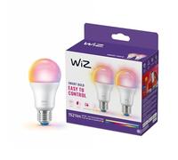 WiZ Smart LED A60 Bulb, White and Full Color, E27 Base, 100W, 1521 Lumens, Dimmable, Works with Alexa, Google Assistant, and Apple HomeKit, Pack of 2