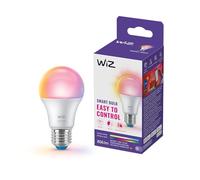 WiZ Smart LED A60 Bulb, Full Color and Tunable White, E27 Base, 60W Equivalent, 2200-6500K, 806 Lumens, Dimmable, Works with Alexa, Google Assistant, and Apple Home, 1 Pack