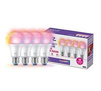 WiZ - Bombilla LED inteligente, Casquillo E27 7W (Eq.60) 806 lúmens, Luz Blanca y de Colores, Compatible con Alexa, Google Home, tecnología SpaceSense y Matter - Pack de 4