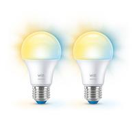 WiZ Smart LED A60 Bulb, Warm to Cool White, E27 Base, 60W, 806 Lumens, Dimmable, Works with Alexa, Google Assistant, and Apple Home, Pack of 2