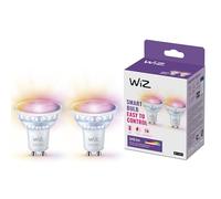 WiZ - Bombilla LED inteligente GU10 de cristal - 50W, con 16 millones de colores, Wi-Fi/Bluetooth, control por voz/aplicación, funciona con Google Home, Alexa y HomeKit, pack de 2 bombillas