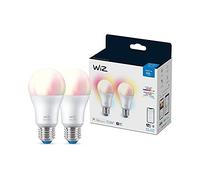 WiZ - Bombilla LED Inteligente Wi-Fi 8W (Eq. 60W) casquillo E27, Luz Blanca y de Colores, con tecnología SpaceSense y compatible con Alexa y Google Home - Pack de 2