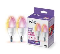WiZ - Bombilla LED Inteligente Wi-Fi, Vela 4,9W (Eq. 40W) casquillo E14, Luz Blanca y de Colores, con tecnología SpaceSense y compatible con Alexa y Google Home - Pack de 2