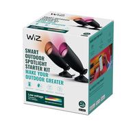 WiZ - Focos inteligentes de exterior 4W, Luz Blanca y de Colores, apto para exterior (IP44), Wi-Fi, con tecnología SpaceSense y compatible con Google Home, Amazon Alexa o los atajos de Siri, Kit 2 unidades + Adaptador + Controlador