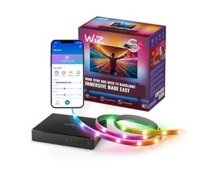 WiZ HDMI Sync Box con retroiluminación de TV - Sincroniza la luz con tus películas, juegos y música - HDMI 2.0 - Soporta 4K a 60Hz - Tira LED RGBIC para televisores de 75«-85» - Control por App/Voz