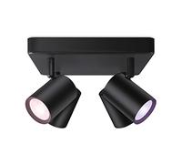 WiZ - Lámpara de techo Imageo negra 4 focos ajustables placa redonda, Luz Blanca y de Colores, Wi-Fi, con tecnología SpaceSense y compatible con Alexa y Google Home [Clase de eficiencia energética G]