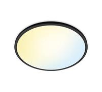 WiZ - Lámpara de techo - Plafón Negro Superslim 32 W luz blanca cálida a fria, marco blanco redondo, Wi-Fi Bluetooth, con tecnología SpaceSense y compatible con Alexa y Google Home