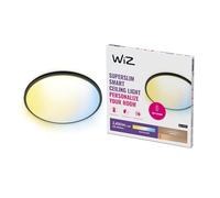 WiZ - Lámpara de techo - Plafón negro Superslim techo 22 W Blanco regulable, Wi-Fi, con tecnología SpaceSense y compatible con Alexa y Google Home