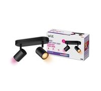 WiZ - Lámpara inteligente Imageo, 2 Focos LED Inteligentes, Luz Blanca y de Colores, con tecnología SpaceSense y compatible con Alexa y Google Home, Color Negro