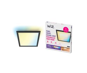 WiZ - Lámpara LED de techo - Plafón Negro 36 W luz blanca cálida a fria, marco blanco cuadrado, Wi-Fi Bluetooth, con tecnología SpaceSense y compatible con Alexa y Google Home