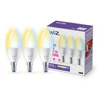 WiZ Lámpara LED inteligente E14 en pack de 3-40 W, con pantallas blancas, WLAN/Bluetooth, control por voz/aplicación, compatible con Google Home, Alexa y HomeKit.
