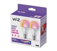 WiZ Smart LED A60 Bulb, White and Full Color, E27 Base, 60W, 806 Lumens, Dimmable, Works with Alexa, Google Assistant, and Apple HomeKit, Pack of 2
