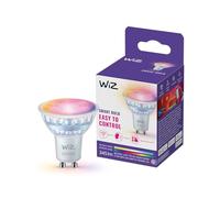 WiZ Spot LED connecté GU10 en verre, Multicolore et Blanc personnalisable, Équivalent 50 W, 2200-6500 K, 345 lumens, Intensité réglable, Compatible Alexa, Google Assistant et Apple Home, pack de 1