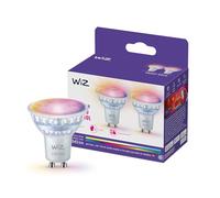 WiZ Spot LED connecté GU10 en verre, Multicolore et Blanc personnalisable, Équivalent 50 W, 2200-6500 K, 345 lumens, Intensité réglable, Compatible Alexa, Google Assistant et Apple Home, pack de 2