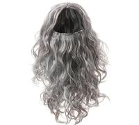 Wizard Costume Men 14 Inch Long Curly Gray Wig Realistic Reusable Halloween Wigs for Halloween Cosplay Party Dress Up