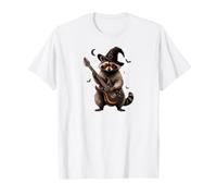 Wizard Raccoon Guitarist Halloween Music Camiseta