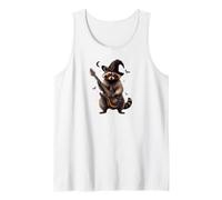 Wizard Raccoon Guitarist Halloween Music Camiseta sin Mangas