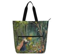 Wizard Spells Magic Safari - Bolsa para libros para niños y niñas, ligera, reutilizable, bolsa de comestibles con cremallera para la escuela, trabajo, viajes, arco iris