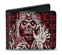 Wizards of the Coast - Cartera plegable, Dungeons and Dragons Lich Monster Ilustración Texto Negro Rojo Cuero Vegano, Negro -, 4.0" x 3.5", Casual