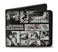 Wizards of the Coast - Cartera plegable, Dungeons and Dragons Monster Illustration Blocks negro y blanco, cuero vegano, Negro -, 4.0" x 3.5", Casual