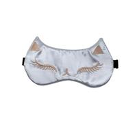 WIZBIOTECH Máscaras de sueño de seda brillante verde animal ojo de seda hogar satén seda gato impreso dormir viaje siesta ojo cubierta para mujeres y niñas (blanco)