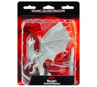 WizKids- D&D Nolzurs Marvelous Upainted Miniatures: Wave 11: Young Silver Dragon Dungeons (WK90036)