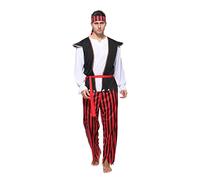 Wizland Disfraz de pirata para hombres adultos, capitán de mar, disfraces de Halloween para hombres, disfraz de pirata para fiestas de disfraces, talla S (8-10)