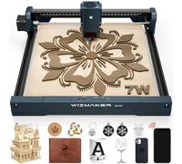 Wizmaker Grabador láser de varita, grabador de potencia de salida de 7 W, área de procesamiento de 300 x 300 mm, velocidad de procesamiento de 10000 mm/min, adecuado para procesar madera, cuero, metal