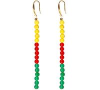 Wizock Pendientes largos simples para mujer, 4 mm, con cuentas de cristales de energía, joyería de protección de riqueza, Medium, Plata, Ágata